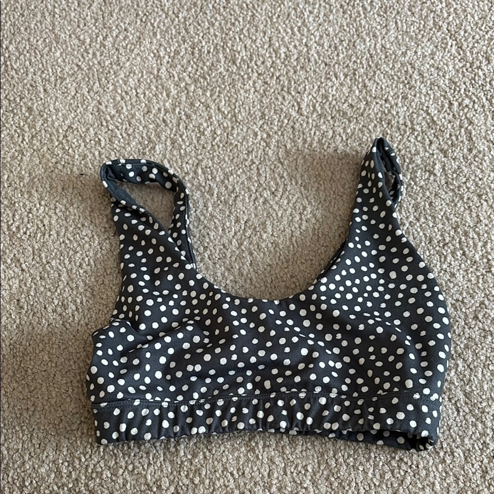 Glyder Charcoal and White Dot Sports Bra